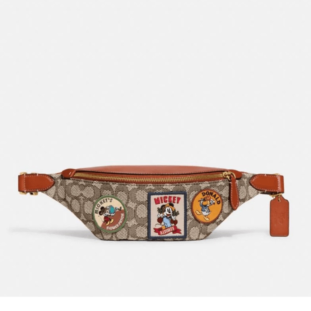 Coach Brown and Tan Belt Bag with Disney Patches